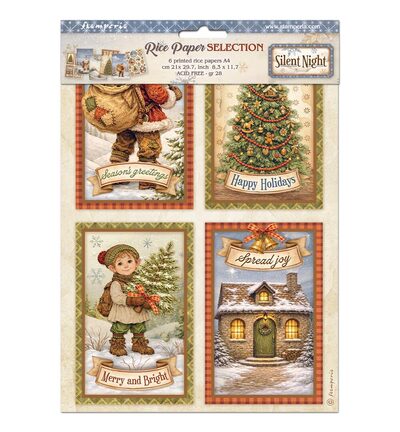 DFSA4XSN - Stamperia - Stamperia set de 6 papiers de riz A4 – Silent Night - Rice Paper