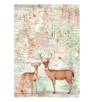 DFSA41133 - Stamperia - Stamperia papier de riz A4 – Winter Magic cerf - 