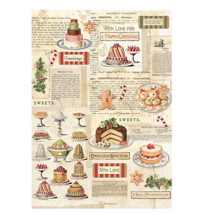 DFSA41129 - Stamperia - Stamperia papier de riz A4 – Classic Christmas sucreries - Rice Paper DFSA41129 - Stamperia - Stamperia papier de riz A4 – Classic Christmas sucreries - Rice Paper