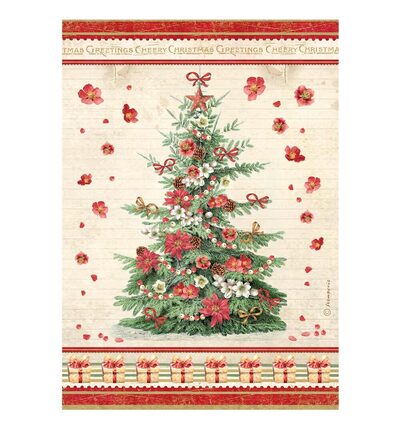 DFSA41131 - Stamperia - Stamperia papier de riz A4 – Classic Christmas arbre - Rice Paper DFSA41131 - Stamperia - Stamperia papier de riz A4 – Classic Christmas arbre - Rice Paper