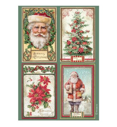 DFSA41132 - Stamperia - Stamperia papier de riz A4 – Classic Christmas 4 cartes - Rice Paper DFSA41132 - Stamperia - Stamperia papier de riz A4 – Classic Christmas 4 cartes - Rice Paper