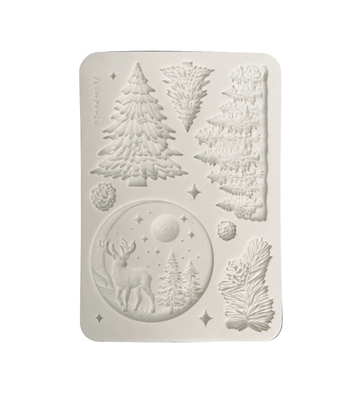 KACMA617 - Stamperia - Stamperia moule en silicone A5 – Christmas Embellishments paysage d’hiver - Moules en silicone