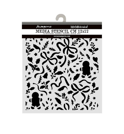 KSTDS74 - Stamperia - Stamperia pochoir 12x12 cm – Christmas Embellishments rubans de Noël et pain d’épices - KSTDS74 - Stamperia - Stamperia pochoir 12x12 cm – Christmas Embellishments rubans de Noël et pain d’épices -
