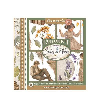 DFLRBX24 - Stamperia - Stamperia set Rub-On 6 feuilles – Flowers and Poems - 