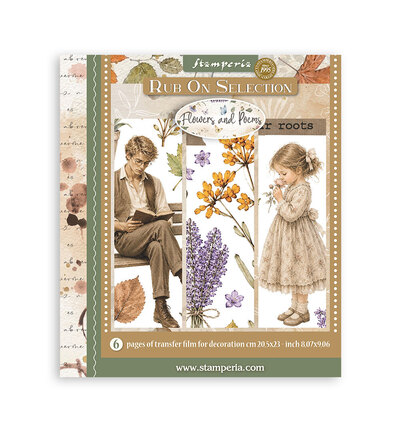 DFLRBXG16 - Stamperia - Stamperia sélection Rub-On 6 feuilles – Flowers and Poems - 