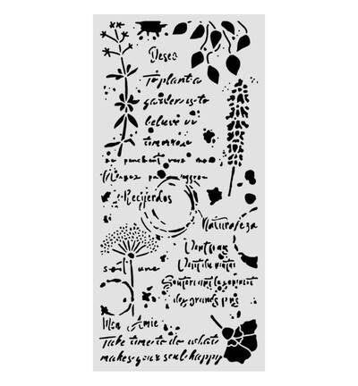 KSTDL175 - Stamperia - Stamperia pochoir 12x25 cm – Flowers and Poems Flowers and writings - 