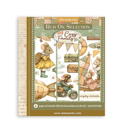 DFLRBXG17 - Stamperia - Stamperia sélection Rub-On 6 feuilles – Cozy Family - 
