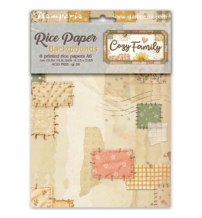 DFSAK6063 - Stamperia - Stamperia fonds papier de riz A6 8 feuilles – Cozy Family - 