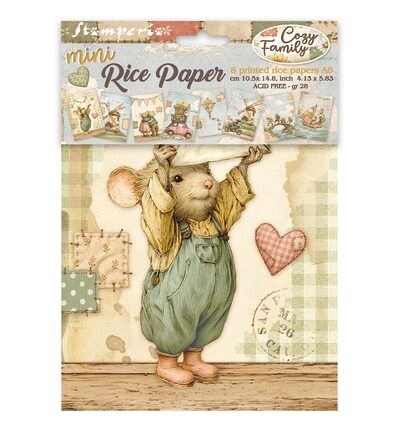DFSA6X14 - Stamperia - Stamperia mini papier de riz A6 8 feuilles – Cozy Family - 