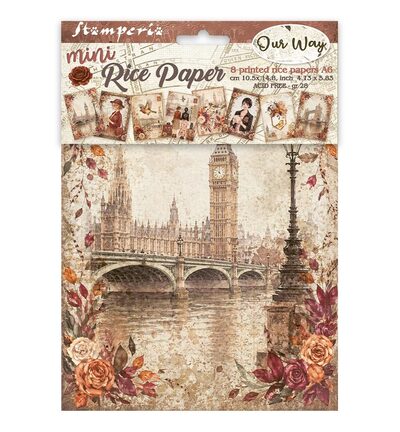 DFSA6X12 - Stamperia - Stamperia mini papier de riz A6 8 feuilles – Our Way - 