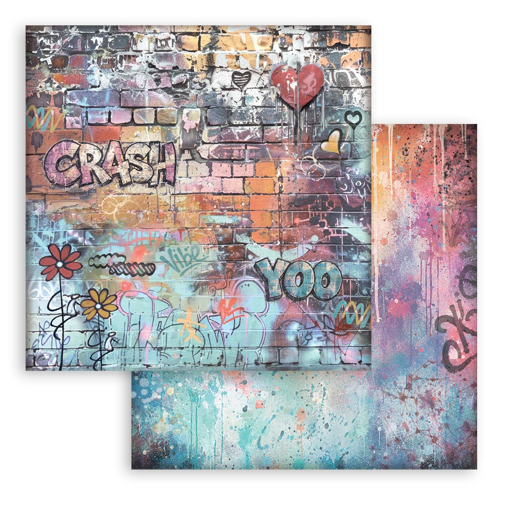 SBB1174 - Stamperia - Stamperia feuille 30,5x30,5 cm – Furry Friends 2 Graffiti Flowers - 
