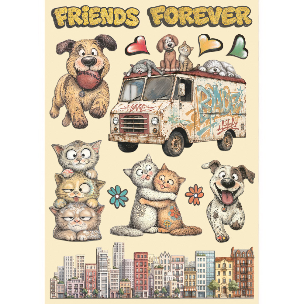 KLSP211 - Stamperia - Stamperia formes bois A5 – Furry Friends 2 - 