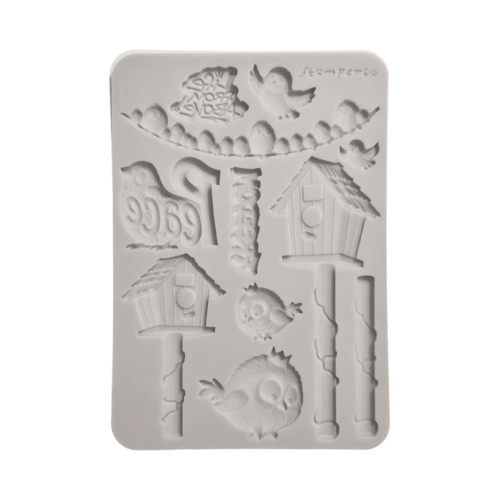 KACMA625 - Stamperia - Stamperia moule silicone A5 – Furry Friends 2 Birds - 