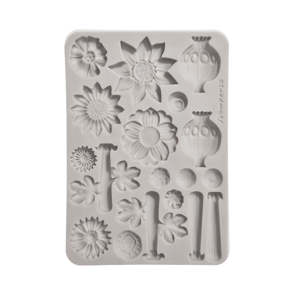 KACMA628 - Stamperia - Stamperia moule silicone A5 – Furry Friends 2 Flowers - 