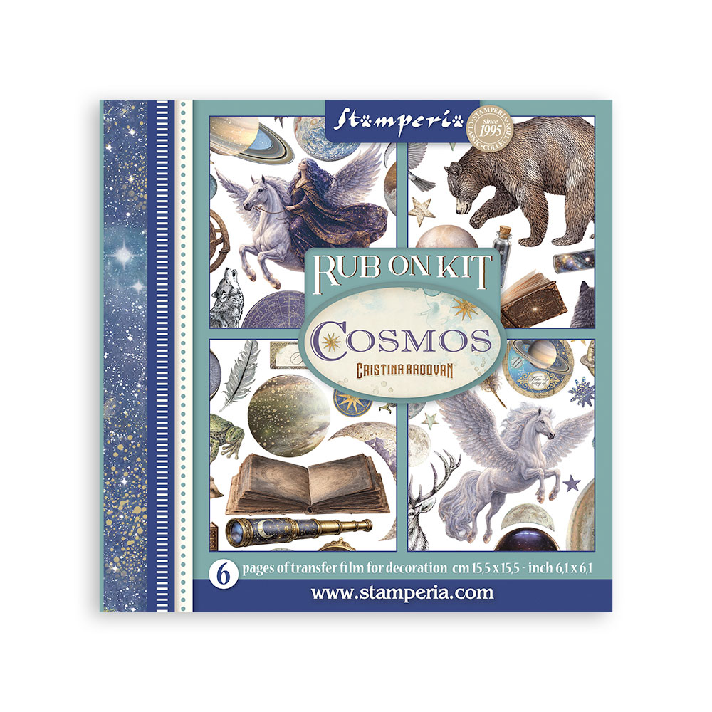 DFLRBX22 - Stamperia - Stamperia set Rub-On 6 feuilles – Cosmos - 