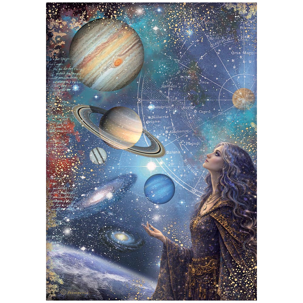 DFSA41150 - Stamperia - Stamperia papier de riz A4 – Cosmos Planets - 