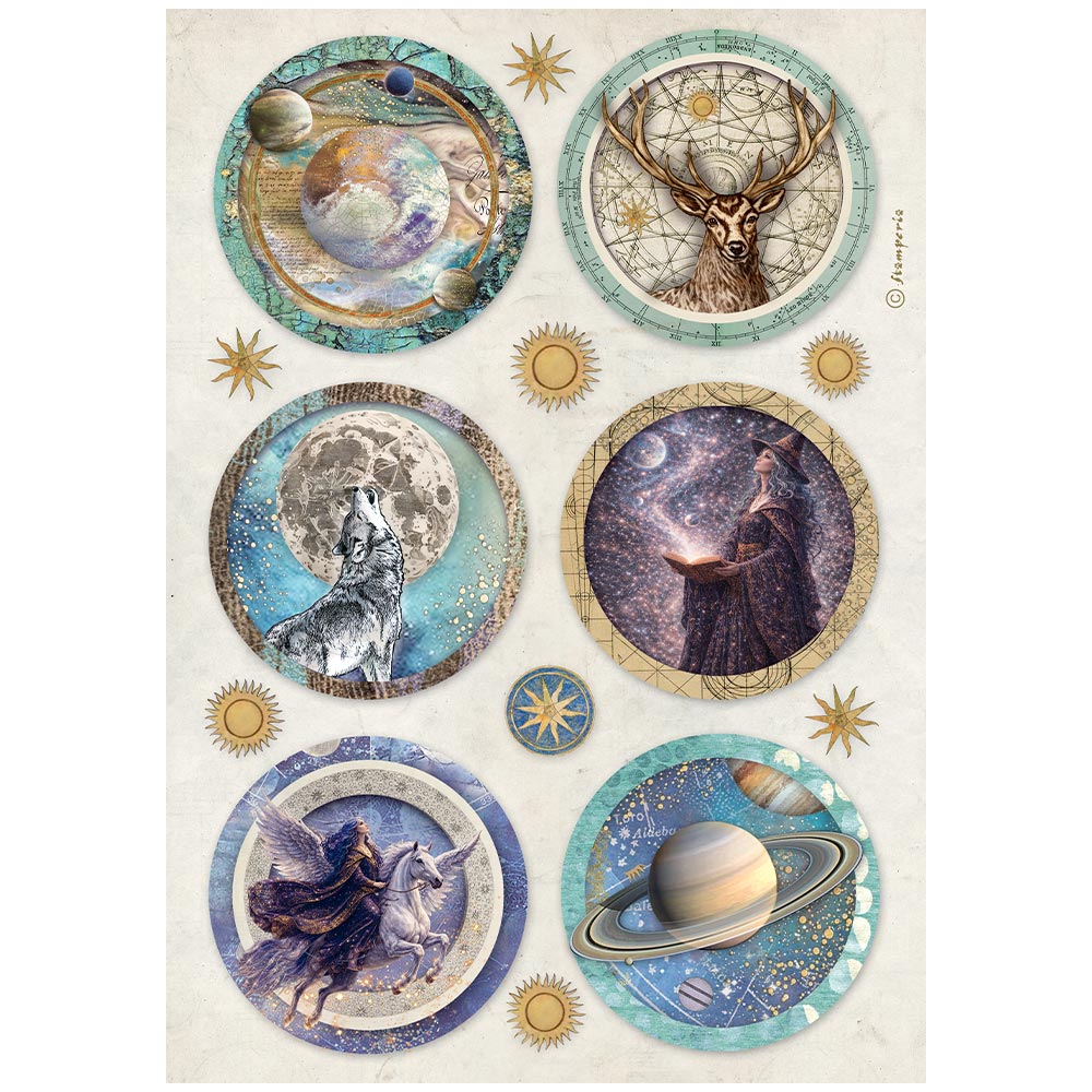 DFSA41154 - Stamperia - Stamperia papier de riz A4 – Cosmos Rounds - 