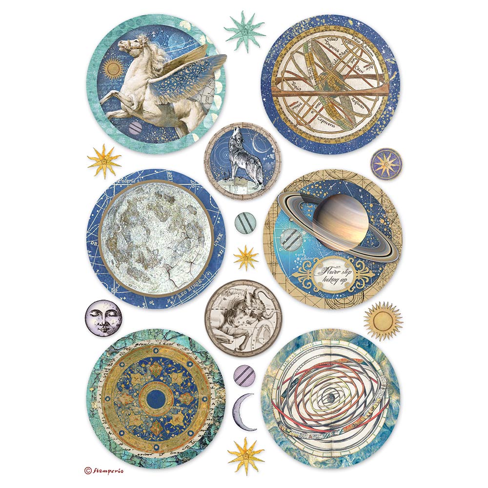DFSA4731 - Stamperia - Stamperia papier de riz A4 – Cosmos Infinity Rounds - Papier de riz