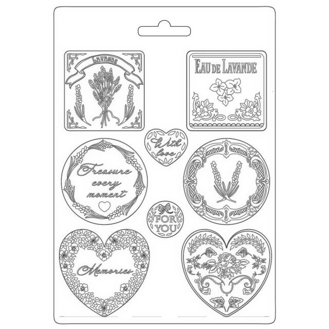 K3PTA4528 - Stamperia - Stamperia Soft Mould A4 – Provence Plates And Hearts - Moules K3PTA4528 - Stamperia - Stamperia Soft Mould A4 – Provence Plates And Hearts - Moules