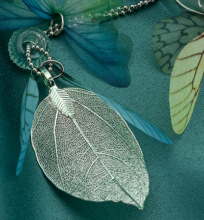 12452-5204 - Hobby Crafting Fun - Natural Leaf with Hanger, Platinum - Natural Leaf with hanger - Detail 1
