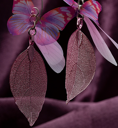 12452-5202 - Hobby Crafting Fun - Natural Leaf with Hanger, Pink - Natural Leaf with hanger - Detail 1