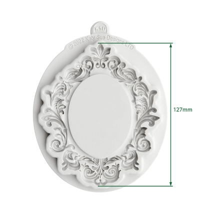 CE0133-CS - Katy Sue Designs - Moule en silicone - Large Oval Vintage Frame - Silicone Mould - Detail 1