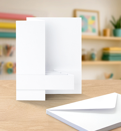 05-PU03-CW300-12 - Katy Sue Designs - White 5x7 Side Pop Up Cards & Envelopes - Card Blanks, Envelopes and Boxes - Detail 1