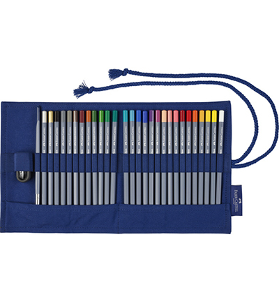 FC-114652 - Faber Castell - Etui rouleau Goldfaber aqua 27 crayons de couleur, 1 taille-crayon et 1 pinceau - Goldfaber roll case - Detail 1 FC-114652 - Faber Castell - Etui rouleau Goldfaber aqua 27 crayons de couleur, 1 taille-crayon et 1 pinceau - Goldfaber roll case - Detail 1