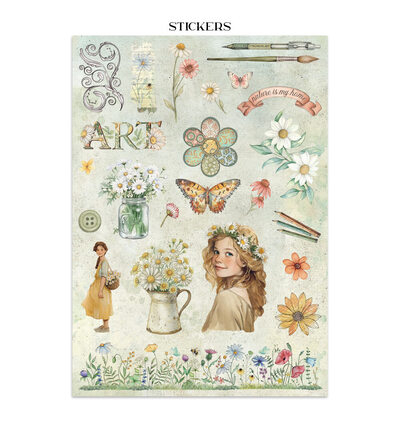 SBJK14 - Stamperia - Stickers, cut-outs, backgrounds Daisy Art - Junk journal - Detail 1