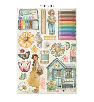 SBJK14 - Stamperia - Stickers, cut-outs, backgrounds Daisy Art - Junk journal - Detail 27