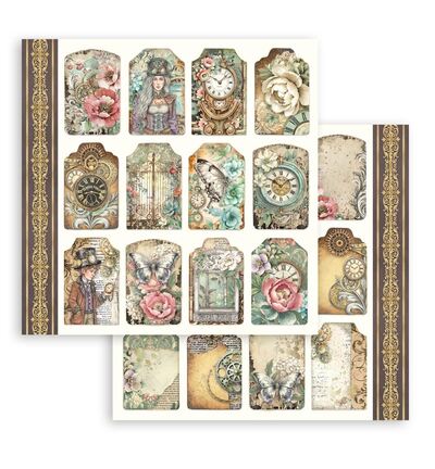 SBBL185 - Stamperia - Stamperia Grand Bloc Papier – Gardens of Time Backgrounds - Scrapbooking Pad - Detail 4