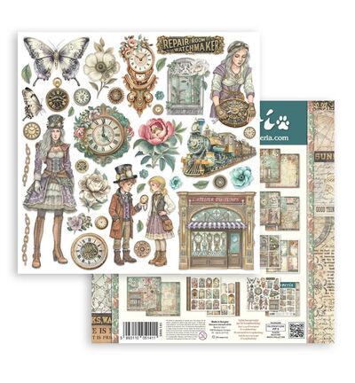 SBBL185 - Stamperia - Stamperia Grand Bloc Papier – Gardens of Time Backgrounds - Scrapbooking Pad - Detail 8