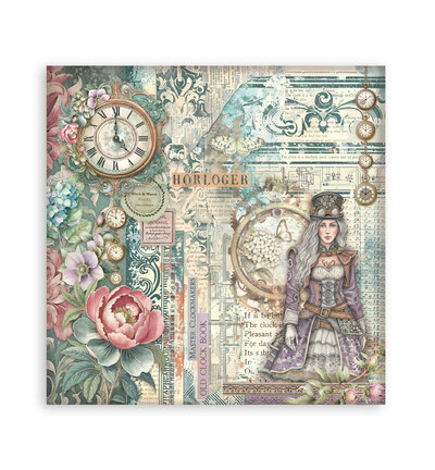 SBBL185 - Stamperia - Stamperia Grand Bloc Papier – Gardens of Time Backgrounds - Scrapbooking Pad - Detail 12