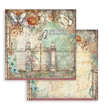 SBBL185 - Stamperia - Stamperia Grand Bloc Papier – Gardens of Time Backgrounds - Scrapbooking Pad - Detail 14