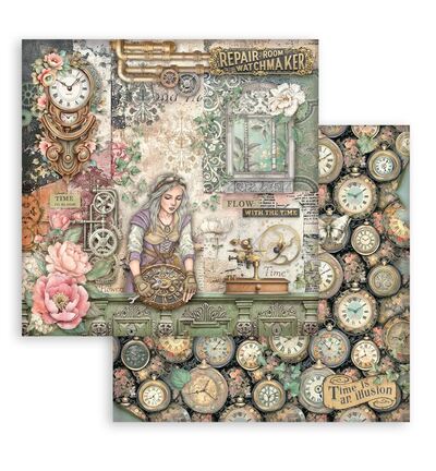 SBBL185 - Stamperia - Stamperia Grand Bloc Papier – Gardens of Time Backgrounds - Scrapbooking Pad - Detail 20