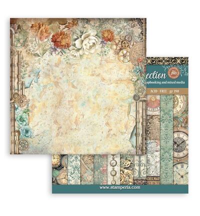 SBBL186 - Stamperia - Stamperia Grand Bloc Papier – Gardens of Time Backgrounds - Backgrounds Selection - Detail 10