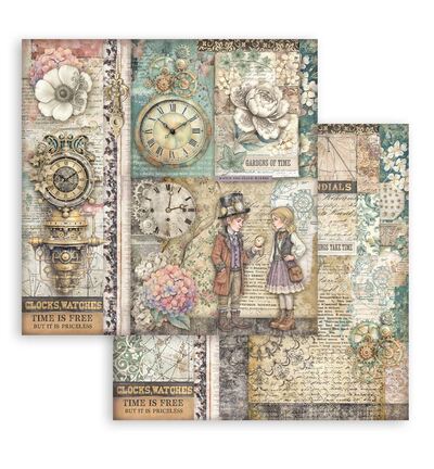 SBBS141 - Stamperia - Stamperia Petit Bloc Papier – Gardens of Time Backgrounds - Scrapbooking Pad - Detail 23