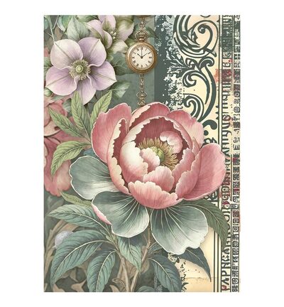 DFSA6X05 - Stamperia - Stamperia Mini Papier Riz A6 – Gardens of Time - Mini Rice Paper - Detail 1