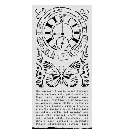 KSTDL158 - Stamperia - Stamperia Pochoir 12 x 25 cm – Gardens of Time Clock and Butterfly - Stencil - CM 12X25 - Detail 1 KSTDL158 - Stamperia - Stamperia Pochoir 12 x 25 cm – Gardens of Time Clock and Butterfly - Stencil - CM 12X25 - Detail 1