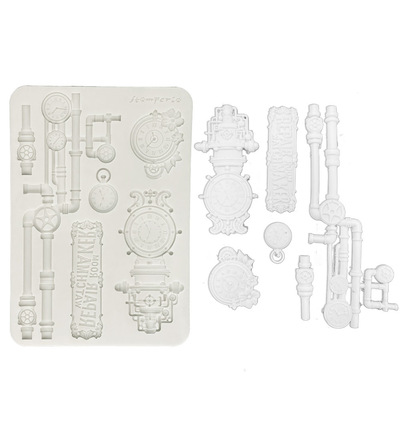 KACMA608 - Stamperia - Stamperia Moule en Silicone A5 – Gardens of Time Clocks and Tubes - Silicon Moulds - Detail 1