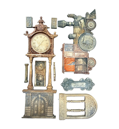 KACMA609 - Stamperia - Stamperia Moule en Silicone A5 – Gardens of Time Train and Longcase Clock - Silicon Moulds - Detail 2