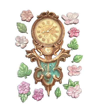 KACMA610 - Stamperia - Stamperia Moule en Silicone A5 – Gardens of Time Clock and Flowers - Silicon Moulds - Detail 2