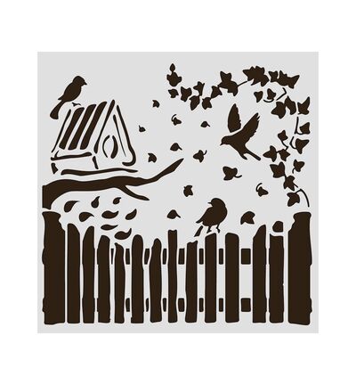 KSTDQ122 - Stamperia - Stamperia Pochoir Épais 18 x 18 cm – House of Roses Fence and Birds - Stencils - Detail 1