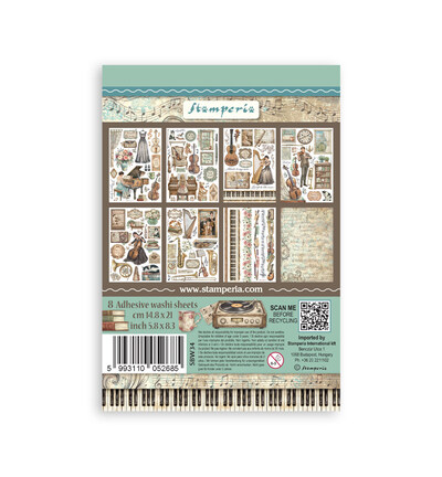 SBW34 - Stamperia - Stamperia bloc washi A5 8 feuilles – Symphony - Washi Pad - Detail 1 SBW34 - Stamperia - Stamperia bloc washi A5 8 feuilles – Symphony - Washi Pad - Detail 1