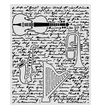 KSTD212 - Stamperia - Stamperia pochoir 20x25 cm – Symphony violon, trompette et harpe - Stencil - Detail 1 KSTD212 - Stamperia - Stamperia pochoir 20x25 cm – Symphony violon, trompette et harpe - Stencil - Detail 1