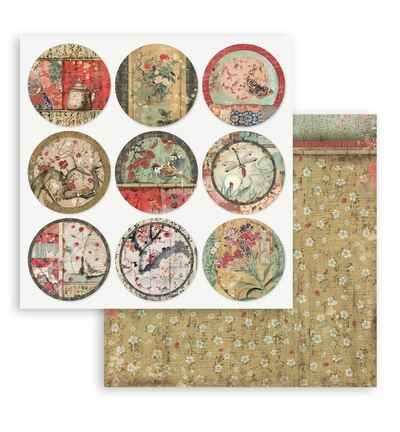 SBBS09 - Stamperia - Stamperia petit bloc scrapbooking 20,3x20,3 cm – Oriental Garden - Scrapbooking Pad - Detail 1 SBBS09 - Stamperia - Stamperia petit bloc scrapbooking 20,3x20,3 cm – Oriental Garden - Scrapbooking Pad - Detail 1