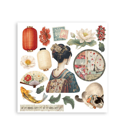 DFLRBX19 - Stamperia - Stamperia set Rub-On 6 feuilles – Oriental Garden - Rub On - Detail 2 DFLRBX19 - Stamperia - Stamperia set Rub-On 6 feuilles – Oriental Garden - Rub On - Detail 2