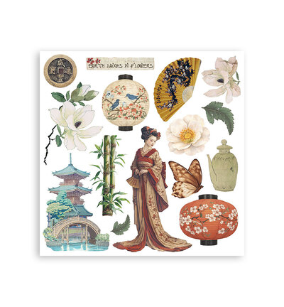 DFLRBX19 - Stamperia - Stamperia set Rub-On 6 feuilles – Oriental Garden - Rub On - Detail 5 DFLRBX19 - Stamperia - Stamperia set Rub-On 6 feuilles – Oriental Garden - Rub On - Detail 5