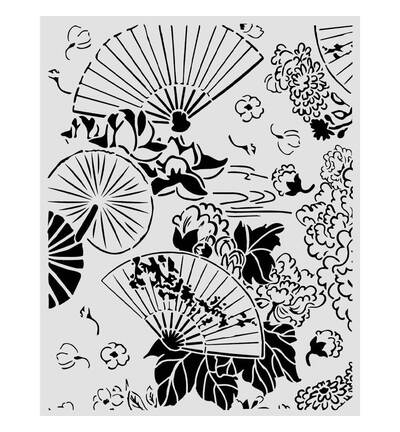 KSTD213 - Stamperia - Stamperia pochoir 20x25 cm – Oriental Garden éventails de jardin - Stencil - Detail 1 KSTD213 - Stamperia - Stamperia pochoir 20x25 cm – Oriental Garden éventails de jardin - Stencil - Detail 1