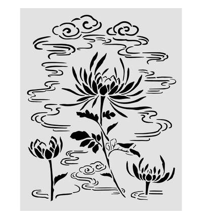 KSTD214 - Stamperia - Stamperia pochoir 20x25 cm – Oriental Garden fleur de lotus - Stencil - Detail 1 KSTD214 - Stamperia - Stamperia pochoir 20x25 cm – Oriental Garden fleur de lotus - Stencil - Detail 1